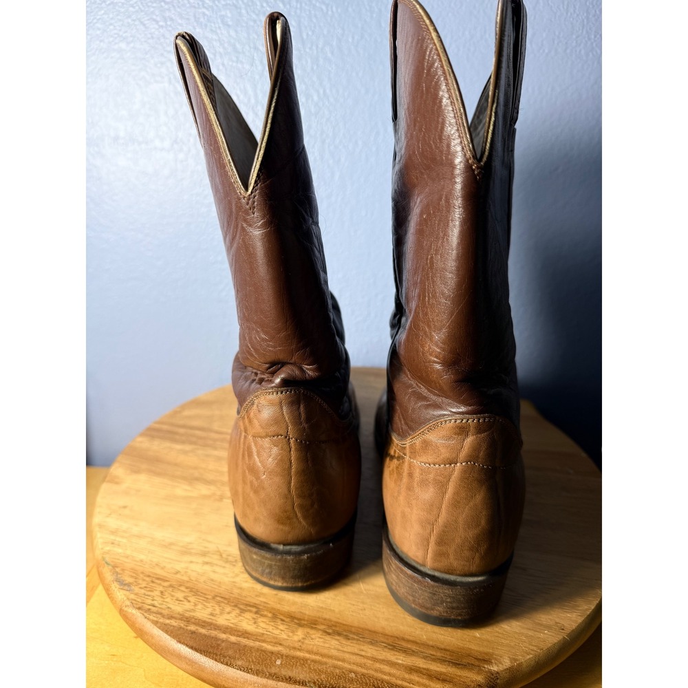 Hondo Boots Western Cowboy Mens 9.5 E (Wide)Brown Good Two Tone Leather 8752 - Picture 5 of 13